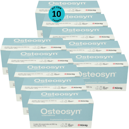 Osteosyn 2000mg Com 60 Comprimidos Para Cães e Gatos Raças Grandes Kit C/ 10 Osteosyn 2000mg Com 60 Comprimidos Para Cães e Gatos Raças Grandes Kit C/ 10
